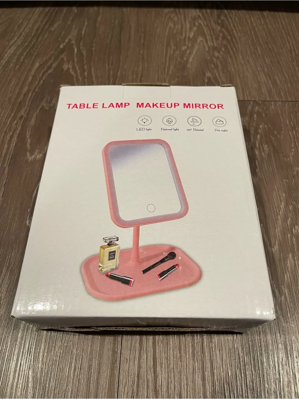 LED Table Lamp Makeup Mirror with tray - Pink